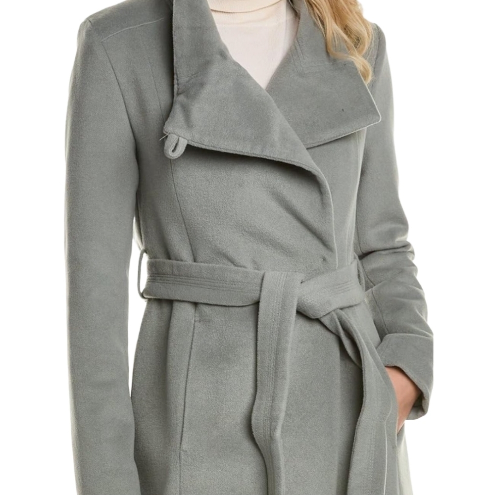 Kenneth Cole Sage Green Belted Wool Blend Long Walking Trench Coat Size 14 New - Picture 8 of 11